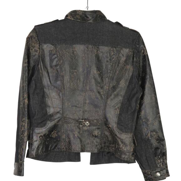 90s Vintage Brown Distressed Leather Jacket Moto Biker Jacket Medium - Picture 4 of 7